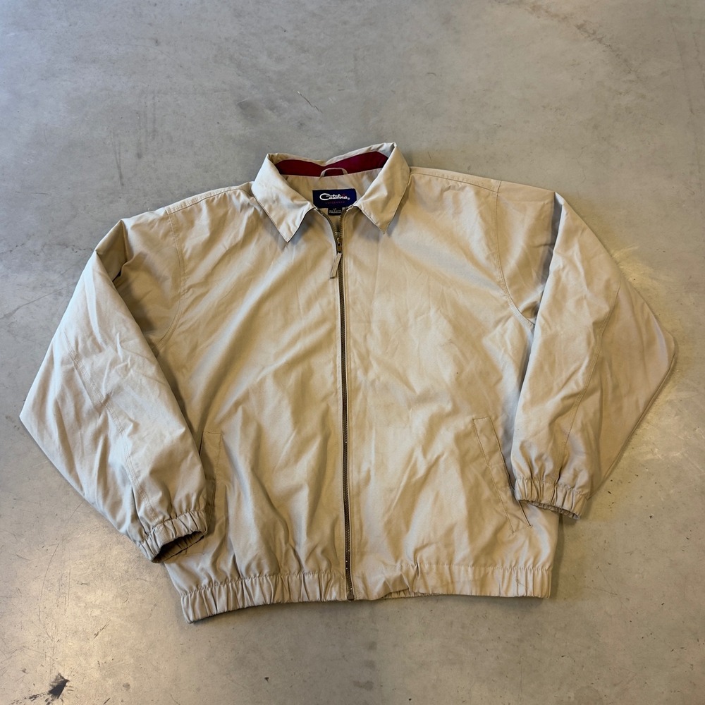 Catalina Outerwear Mens Large Tall Tan Harrington Bomber Jacket Full Zip